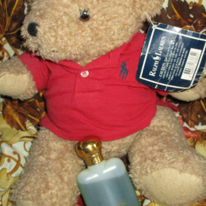 VINTAGE RALPH LAUREN  POLO JOINTED BEAR wearing polo  red shirt 4 CANCER